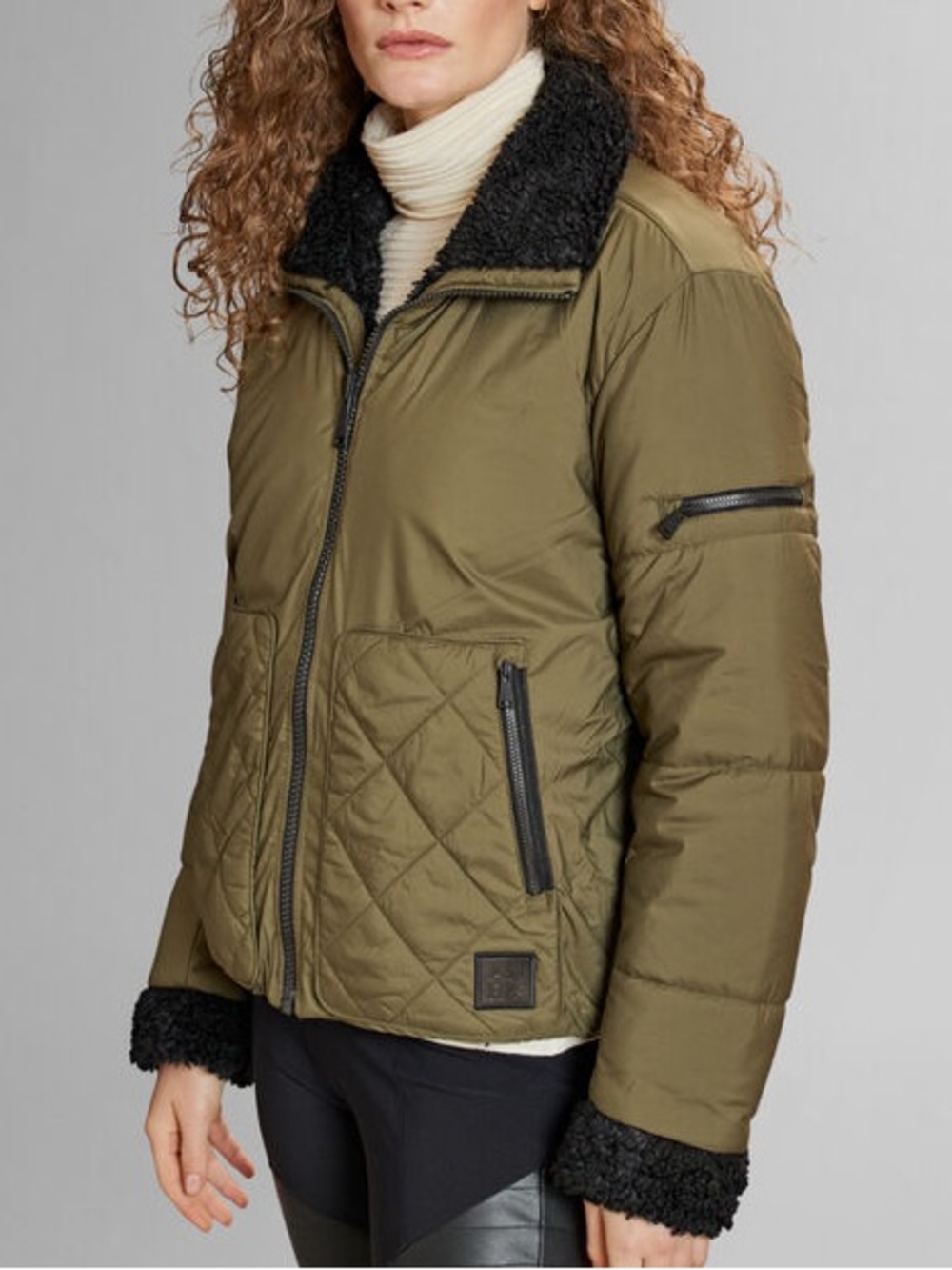 Women’s AlpNRock Reversible Quilted Bomber Jacket with Sherpa Trim - Olive